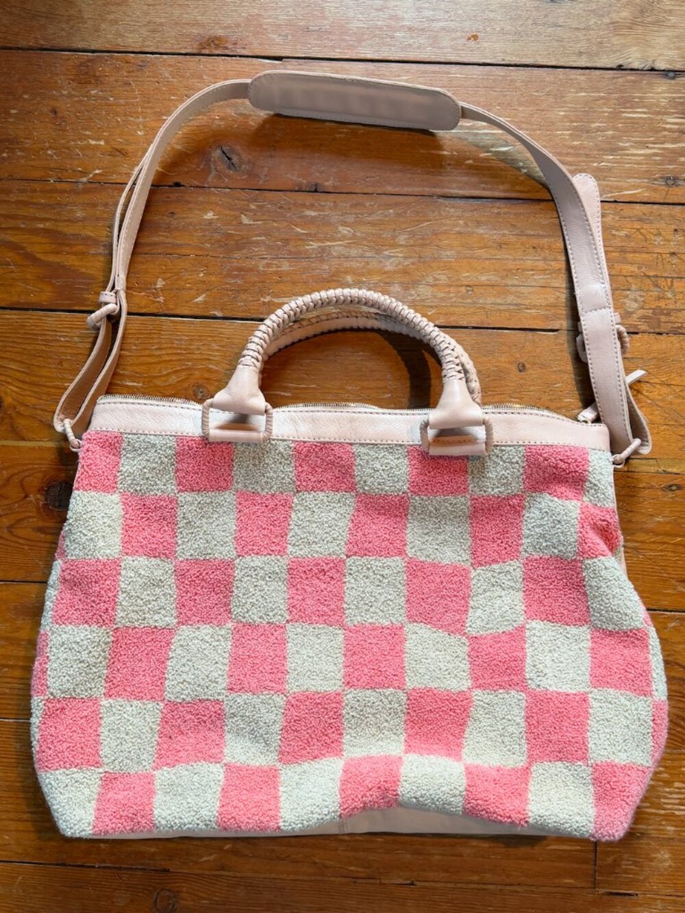 Cleobella checker weekender tote bag